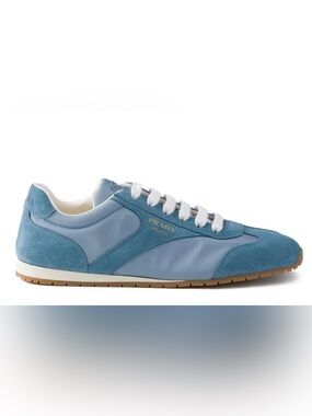 Prada Men’s Sky Blue Suede and Leather Sneakers